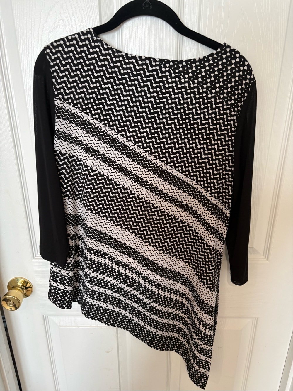 Black & White Asymmetrical Knit Dress with Scoop Neck - Picture 5 of 5